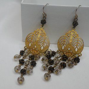 Golden & Beaded Chandelier Earrings